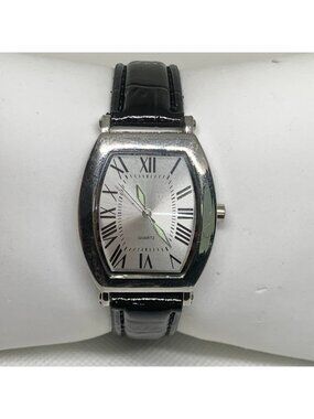SKC vintage classic men watch 30mm silver tone Roman quartz black running